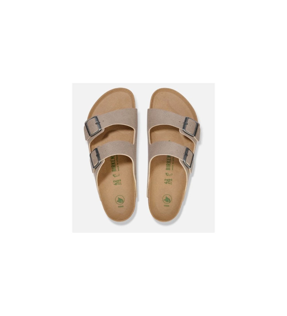 BIRKENSTOCK ARIZONA VEGAN SYNTHETICS DESERT DUST GREY TAUPE/BROWN REGULAR SANDALI