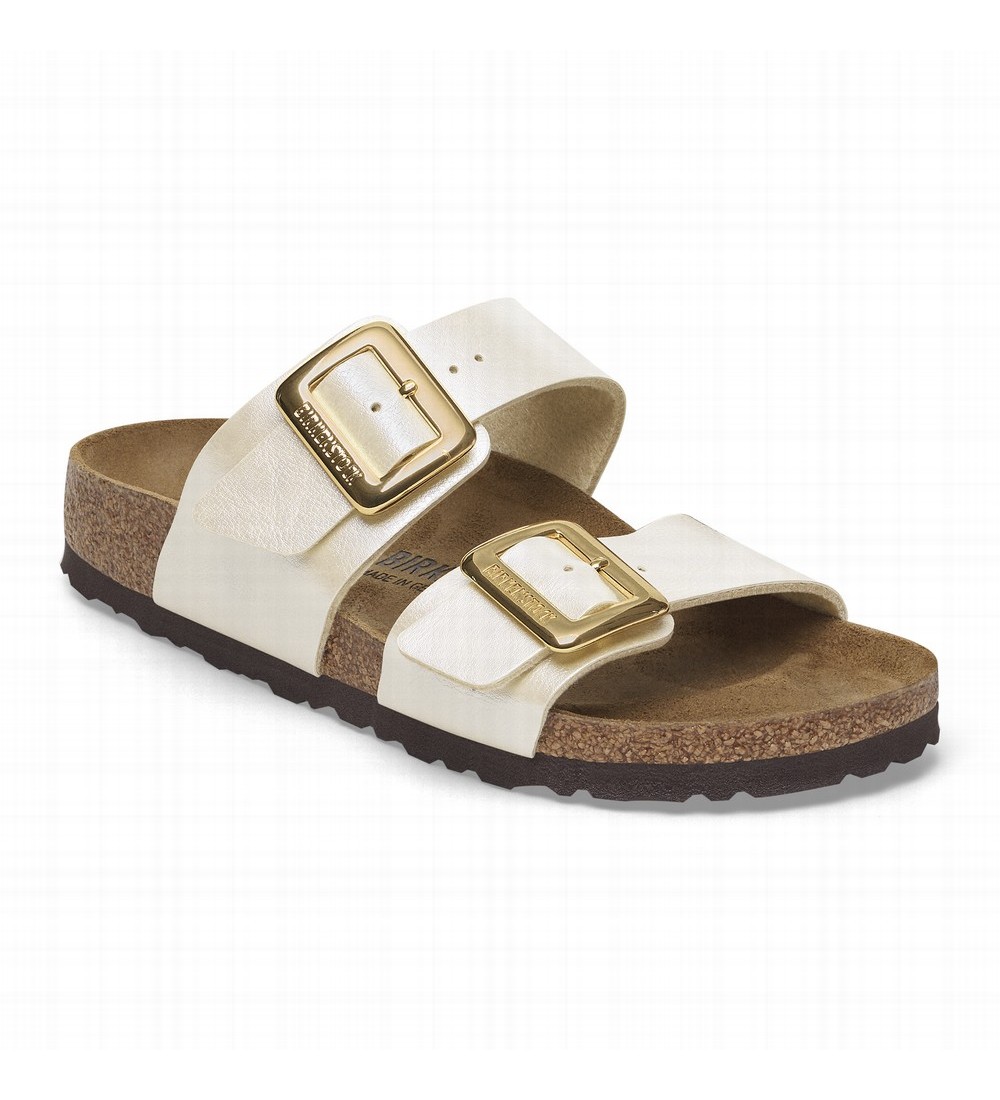 BIRKENSTOCK SANDALE SYDNEY CUSHION BUCKLE BIRKO-FLOR ELEGANTNA BISERNO BIJELE REGULAR