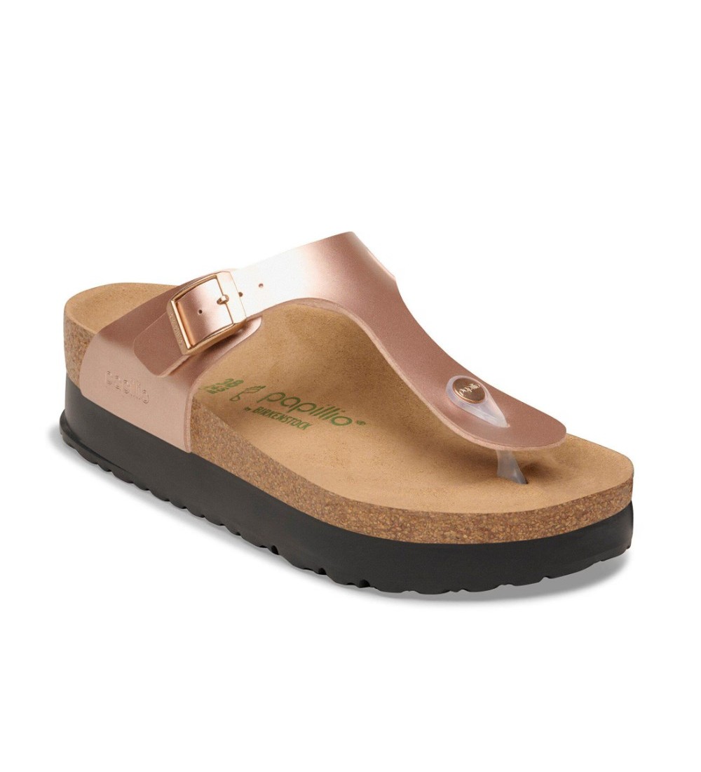 SANDALIAS BIRKENSTOCK GIZEH PAP FLEX PLATFORM BIRKO-FLOR ELECTRIC METALLIC COPPER REGULAR