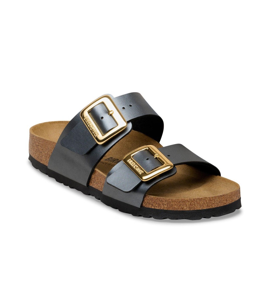 BIRKENSTOCK SANDALE SYDNEY BUCKLE BIRKO-FLOR METALICNE CRNE REGULAR