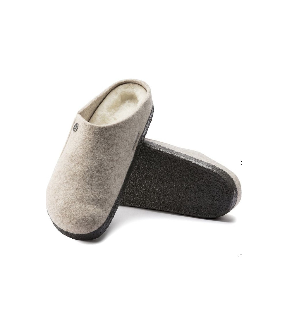 BIRKENSTOCK ZERMATT SHEARLING FELT EGGNOG NARROW CLOGS