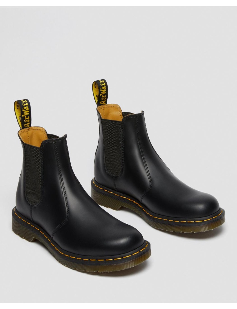 DR MARTENS 2976 YELLOW STITCH SMOOTH LEATHER CHEALSEA BOOTS BLACK