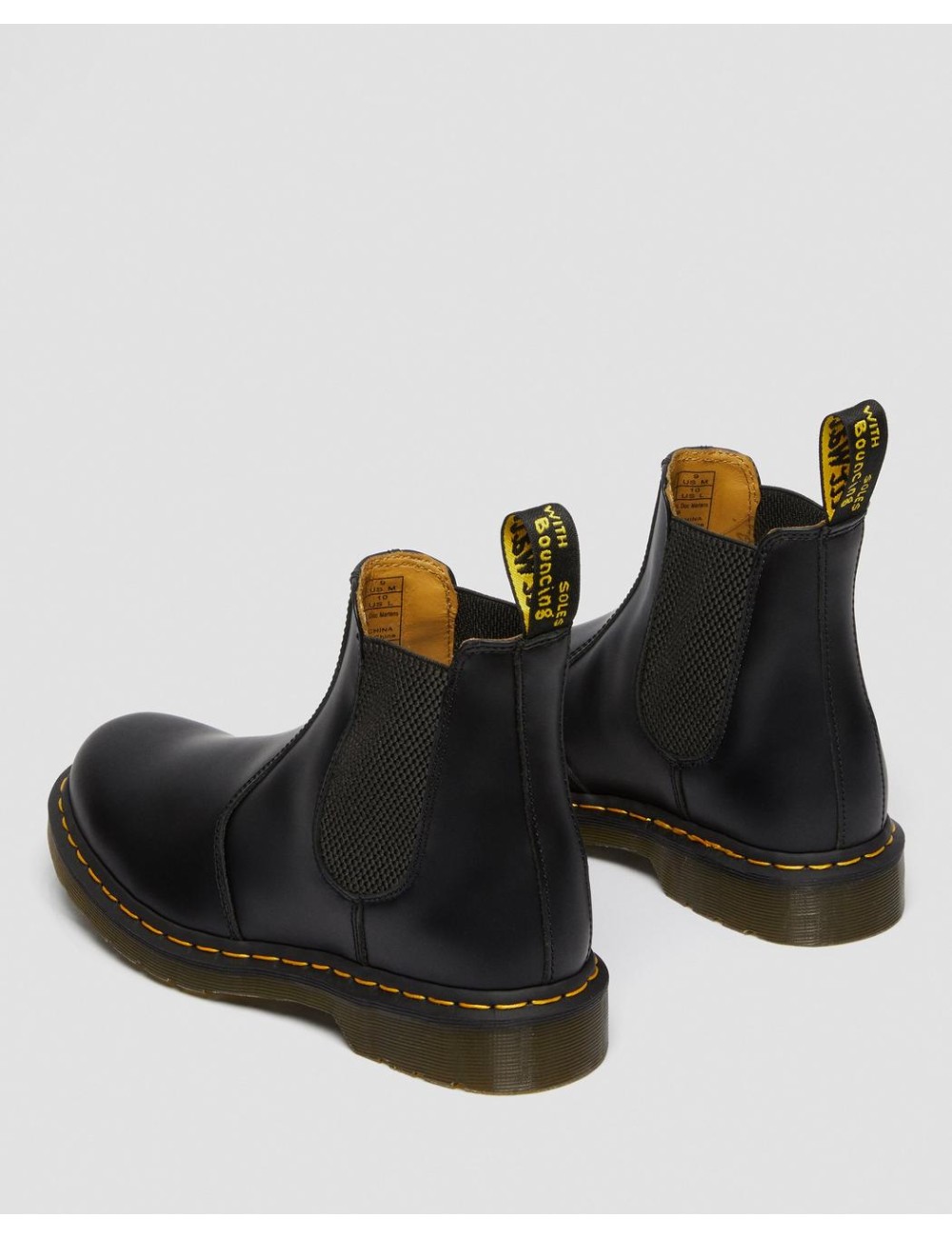 DR MARTENS 2976 YELLOW STITCH SMOOTH LEATHER CHEALSEA BOOTS BLACK