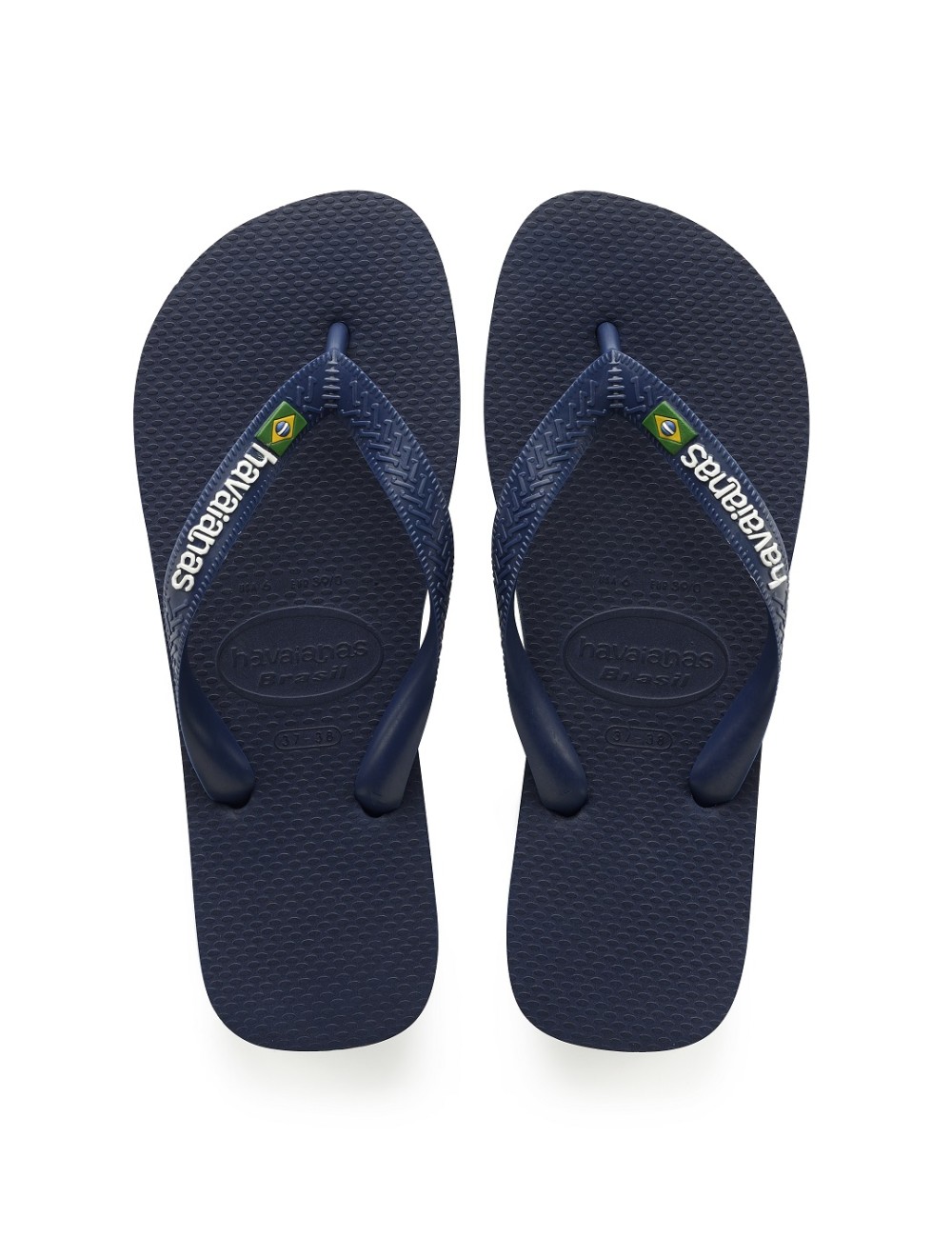 Havaianas Brasil Logo Navy bleu caoutchouc Flip Flops Mens Summer Beach chaussures occasionnelles 
