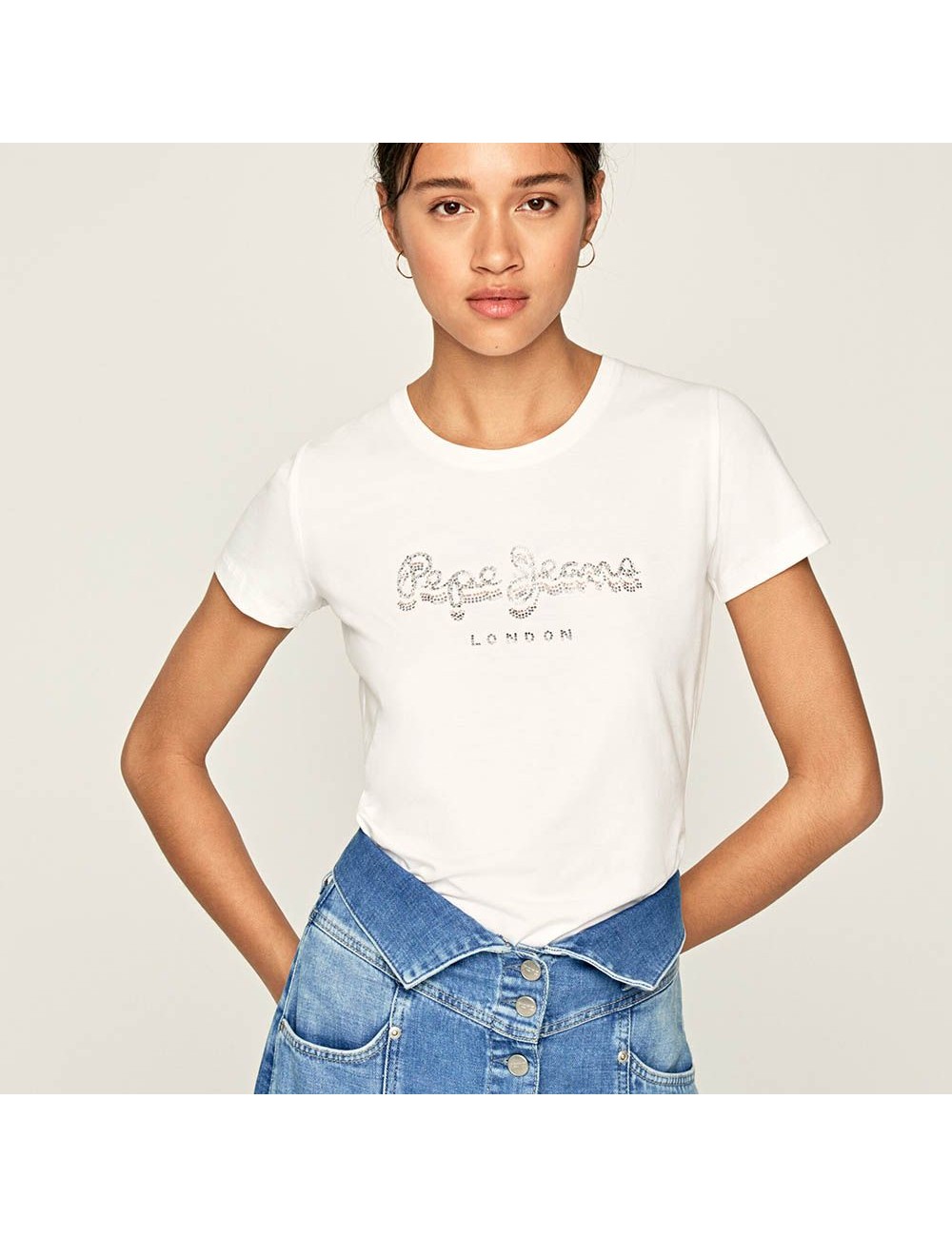 White Pepe Jeans enska s majico