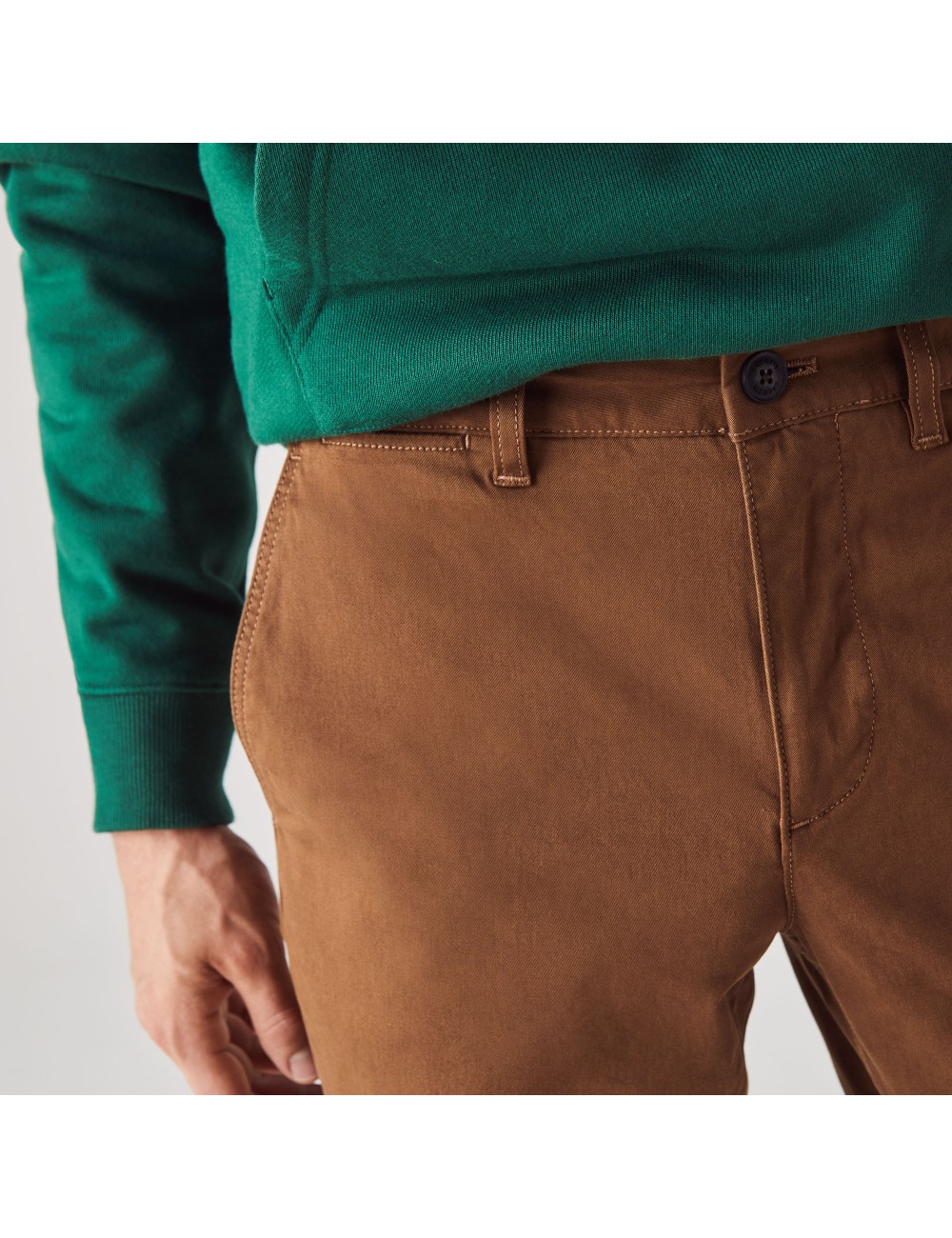 LACOSTE MEN'S BROWN CHINO PANTS