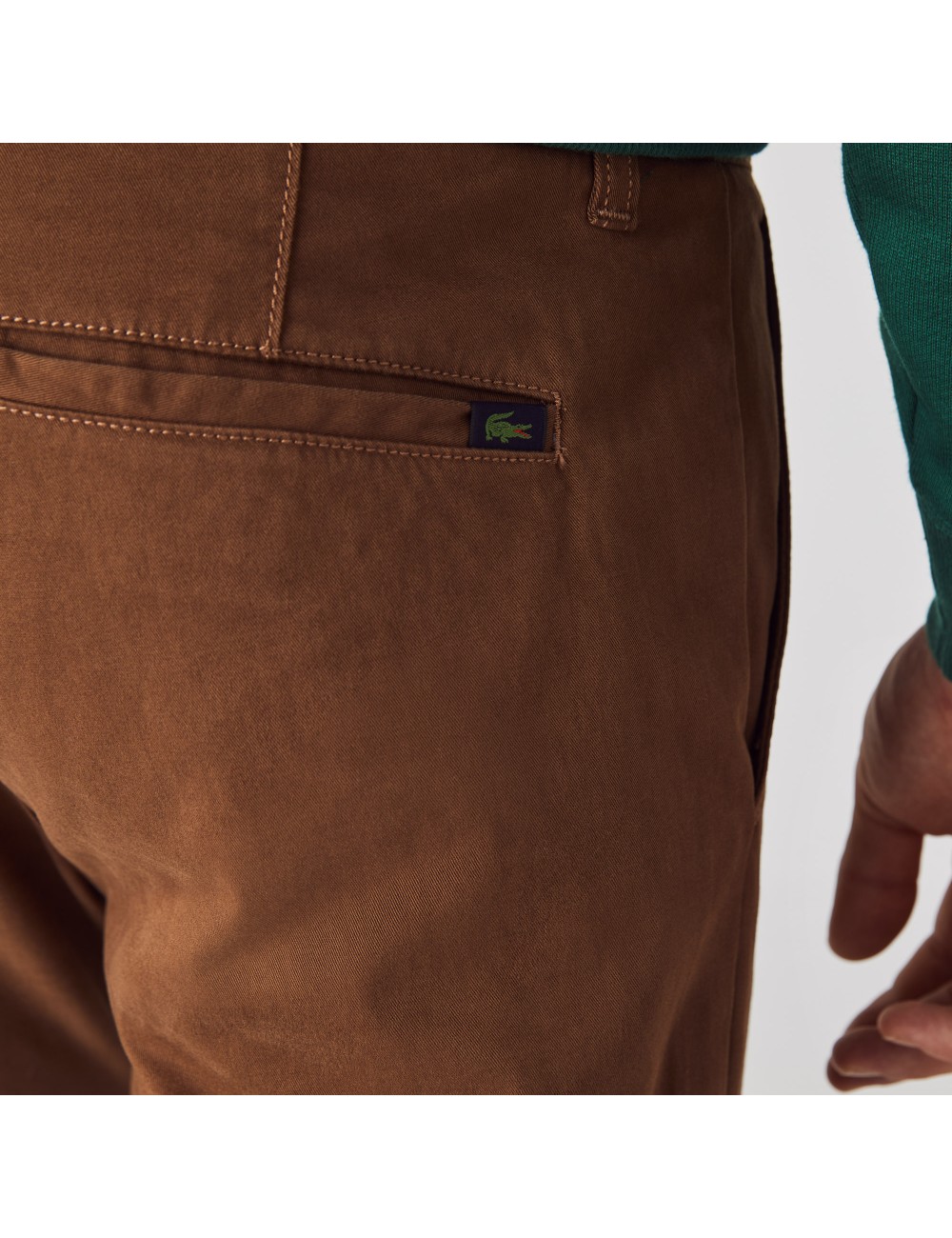 LACOSTE MEN'S BROWN CHINO PANTS